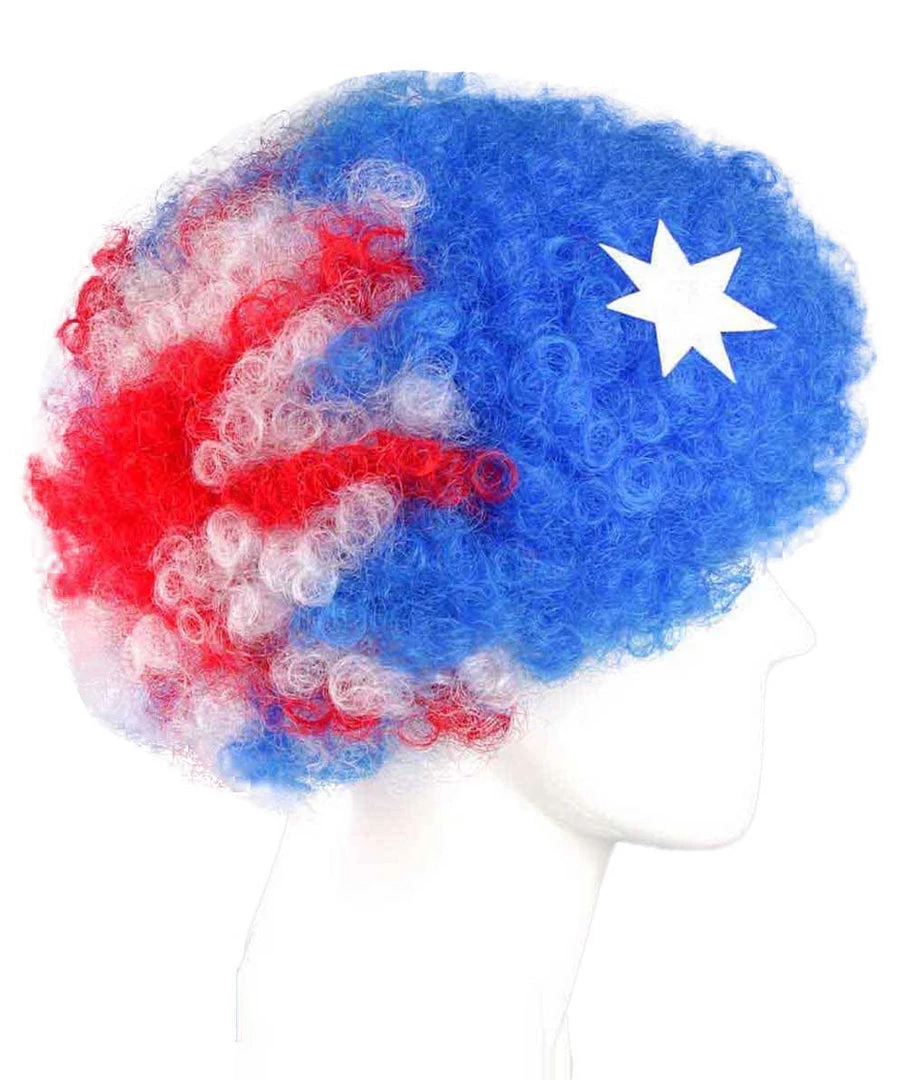 FLAGWIGS Australia Sport Afro Fun Wig | Blue Flag Jumbo Wig SALE 4 FLAGWIGS Australia Sport Afro Fun Wig | Blue Flag Jumbo Wig SALE