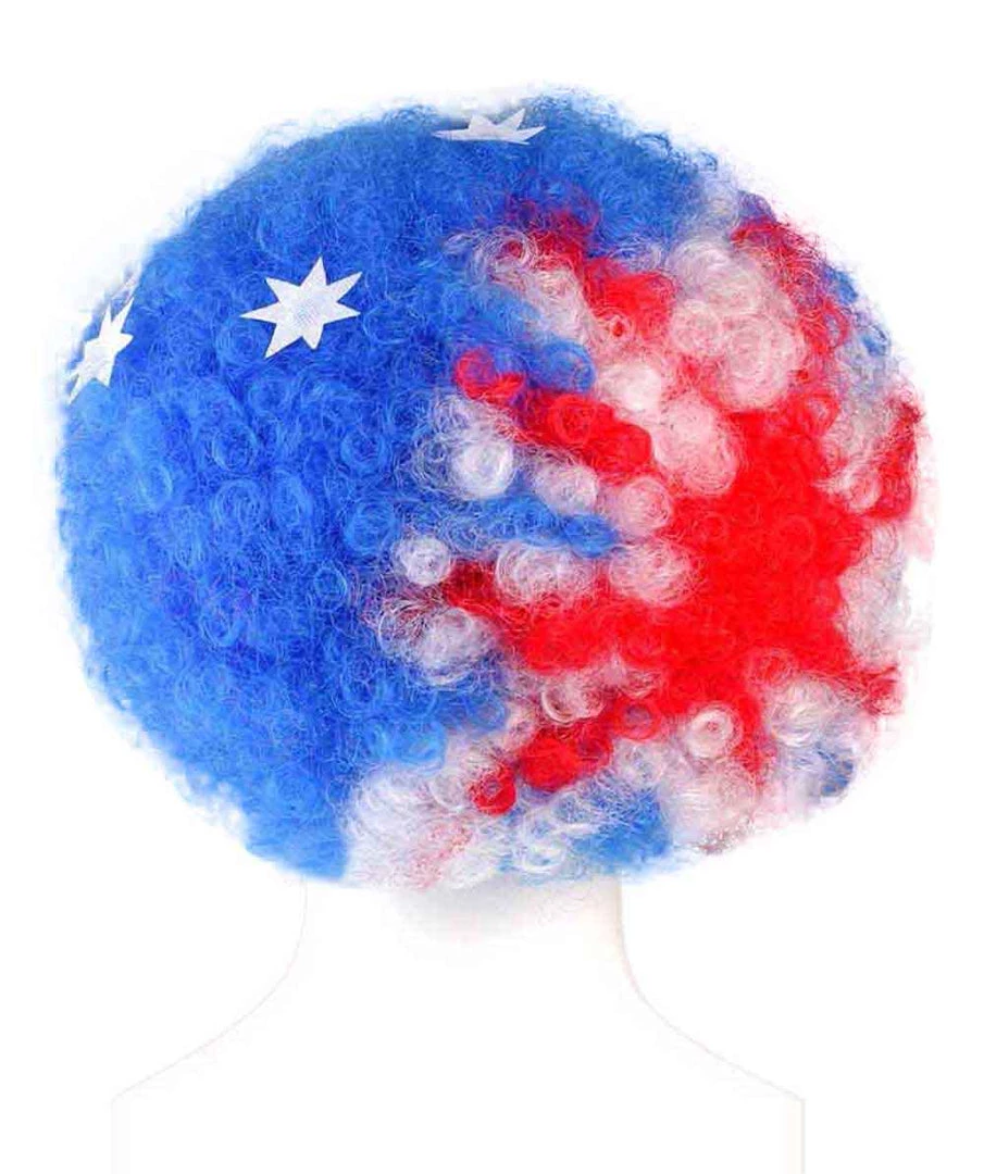 FLAGWIGS Australia Sport Afro Fun Wig | Blue Flag Jumbo Wig SALE 3 FLAGWIGS Australia Sport Afro Fun Wig | Blue Flag Jumbo Wig SALE