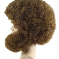 HPO Painter Afro Mens Wig With Full Beard Set | Cosplay Halloween Brown Color Wig | Premium Breathable Capless Cap