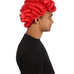HPO Men's Men Curly Rockstar Wig Red | Premium Breathable Capless Cap