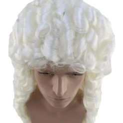 HPO Mens Colonial Historical Judge White Wig | Premium Breathable Capless Cap
