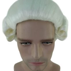 HPO Men's Mens Colonial Historical Judge Light Blonde Wig | Premium Breathable Capless Cap