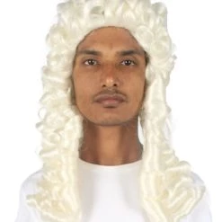 HPO Mens Colonial Historical Judge White Wig | Premium Breathable Capless Cap