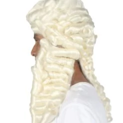HPO Mens Colonial Historical Judge White Wig | Premium Breathable Capless Cap