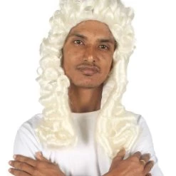 HPO Mens Colonial Historical Judge White Wig | Premium Breathable Capless Cap