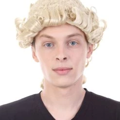 HPO Mens Colonial Judge Wigs | Blonde Historical Wigs | Premium Breathable Capless Cap Men's