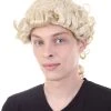 HPO Mens Colonial Judge Wigs | Blonde Historical Wigs | Premium Breathable Capless Cap Men's