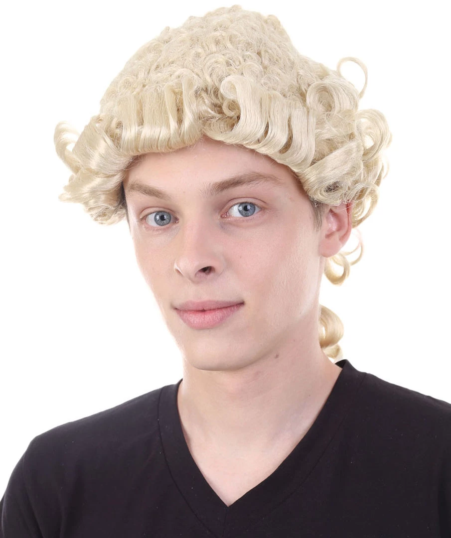 HPO Mens Colonial Judge Wigs | Blonde Historical Wigs | Premium Breathable Capless Cap Men's 1 HPO Mens Colonial Judge Wigs | Blonde Historical Wigs | Premium Breathable Capless Cap Men's