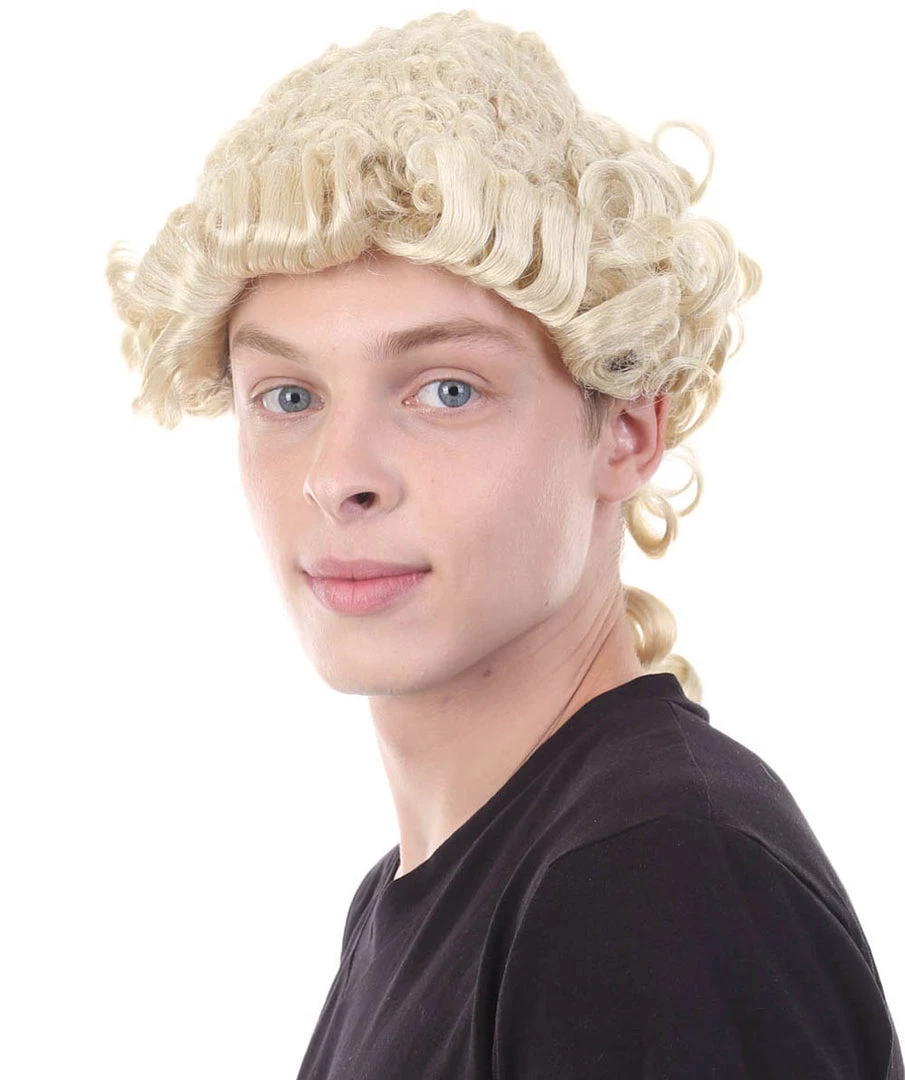 HPO Mens Colonial Judge Wigs | Blonde Historical Wigs | Premium Breathable Capless Cap Men's 3 HPO Mens Colonial Judge Wigs | Blonde Historical Wigs | Premium Breathable Capless Cap Men's
