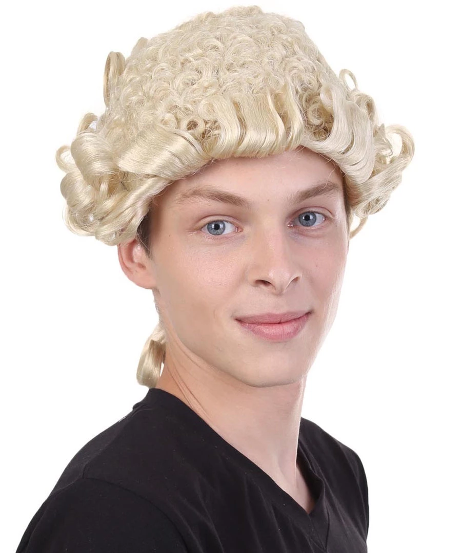 HPO Mens Colonial Judge Wigs | Blonde Historical Wigs | Premium Breathable Capless Cap Men's 6 HPO Mens Colonial Judge Wigs | Blonde Historical Wigs | Premium Breathable Capless Cap Men's