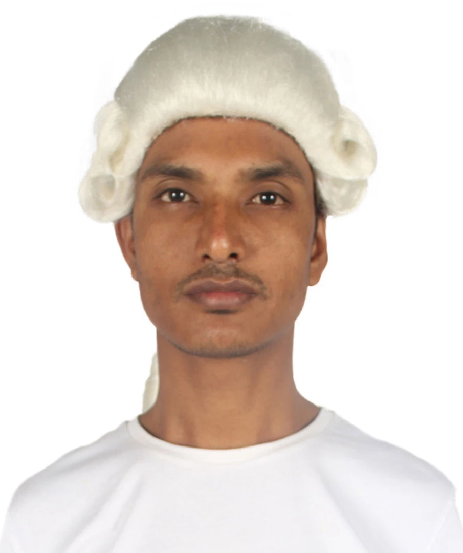 HPO Men's Mens Colonial Black Lace White Wigs | Premium Breathable Capless Cap 1 HPO Men's Mens Colonial Black Lace White Wigs | Premium Breathable Capless Cap