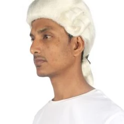 HPO Men's Mens Colonial Black Lace White Wigs | Premium Breathable Capless Cap