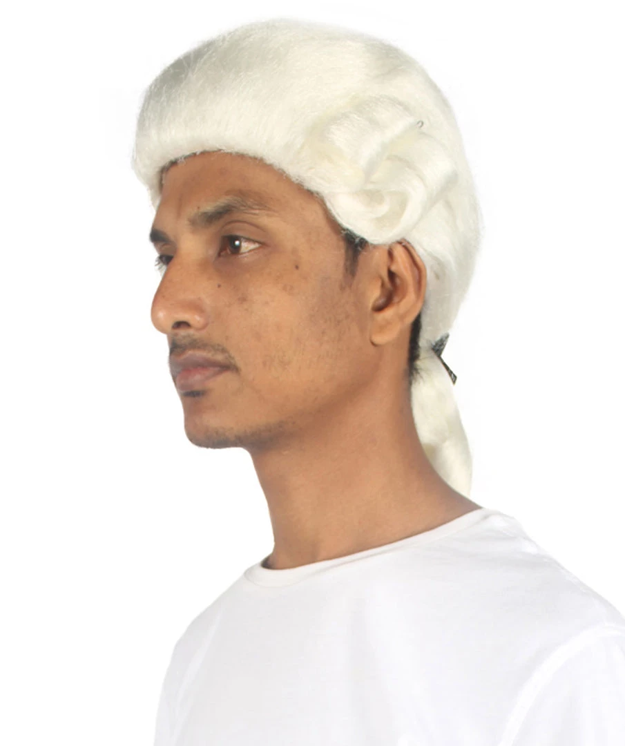HPO Men's Mens Colonial Black Lace White Wigs | Premium Breathable Capless Cap 2 HPO Men's Mens Colonial Black Lace White Wigs | Premium Breathable Capless Cap