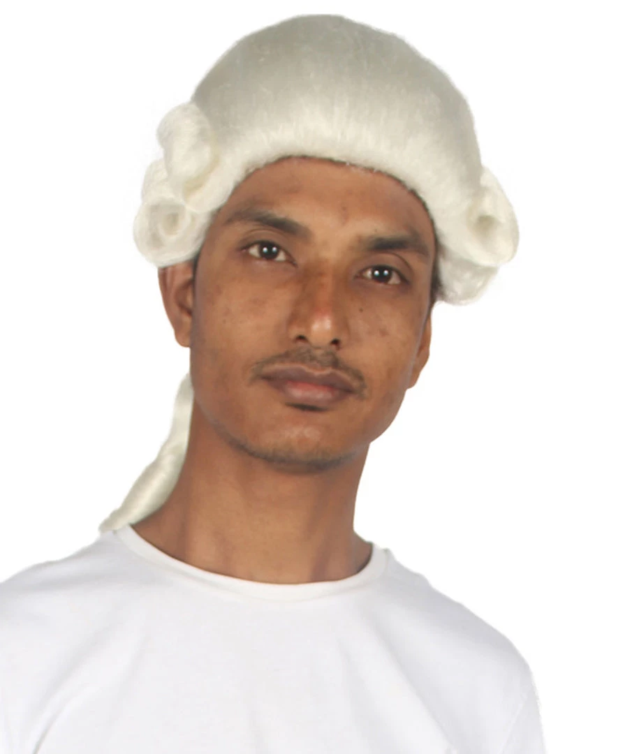 HPO Men's Mens Colonial Black Lace White Wigs | Premium Breathable Capless Cap 6 HPO Men's Mens Colonial Black Lace White Wigs | Premium Breathable Capless Cap