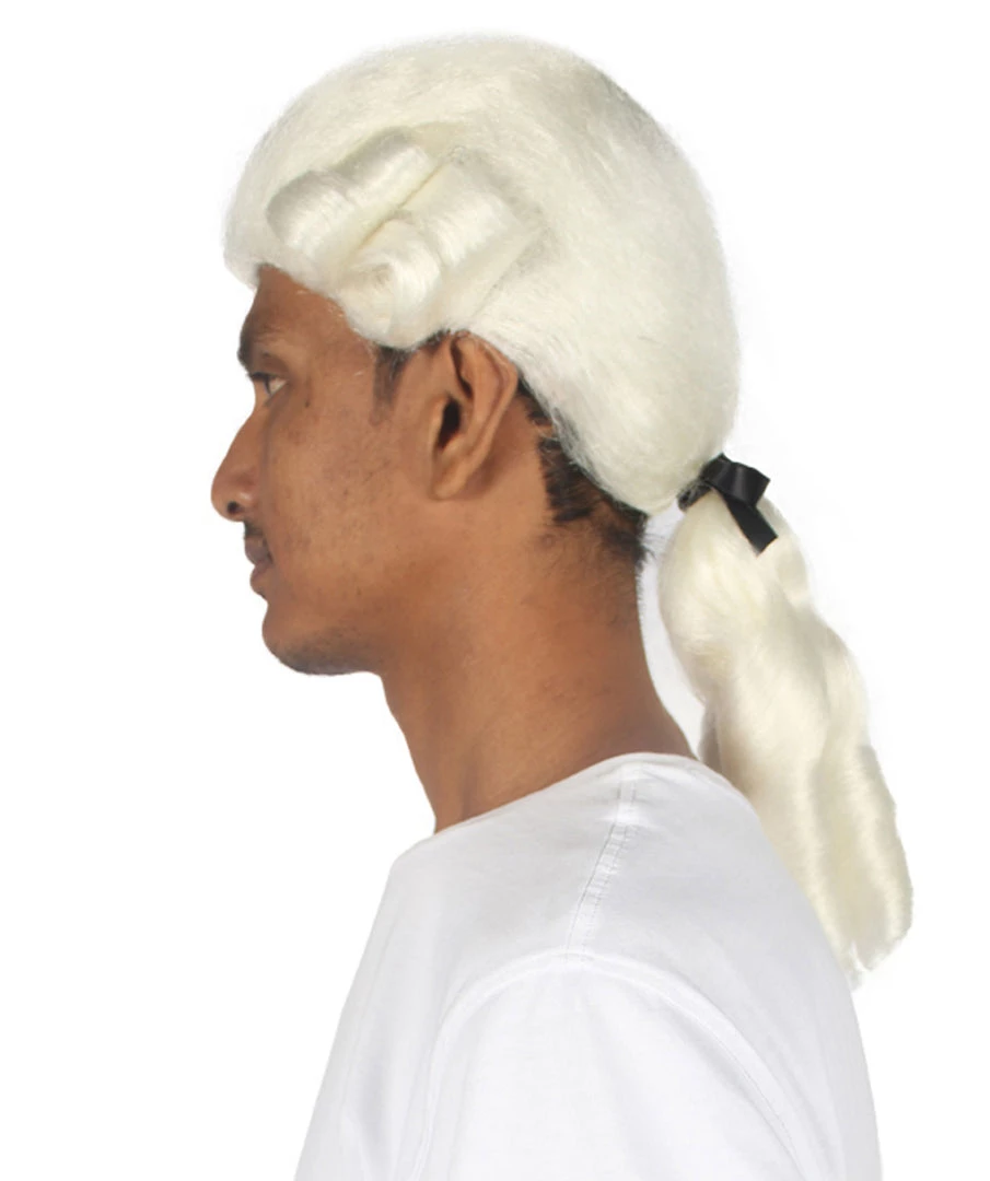 HPO Men's Mens Colonial Black Lace White Wigs | Premium Breathable Capless Cap 3 HPO Men's Mens Colonial Black Lace White Wigs | Premium Breathable Capless Cap