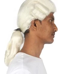 HPO Men's Mens Colonial Black Lace White Wigs | Premium Breathable Capless Cap 13 HPO Men's Mens Colonial Black Lace White Wigs | Premium Breathable Capless Cap