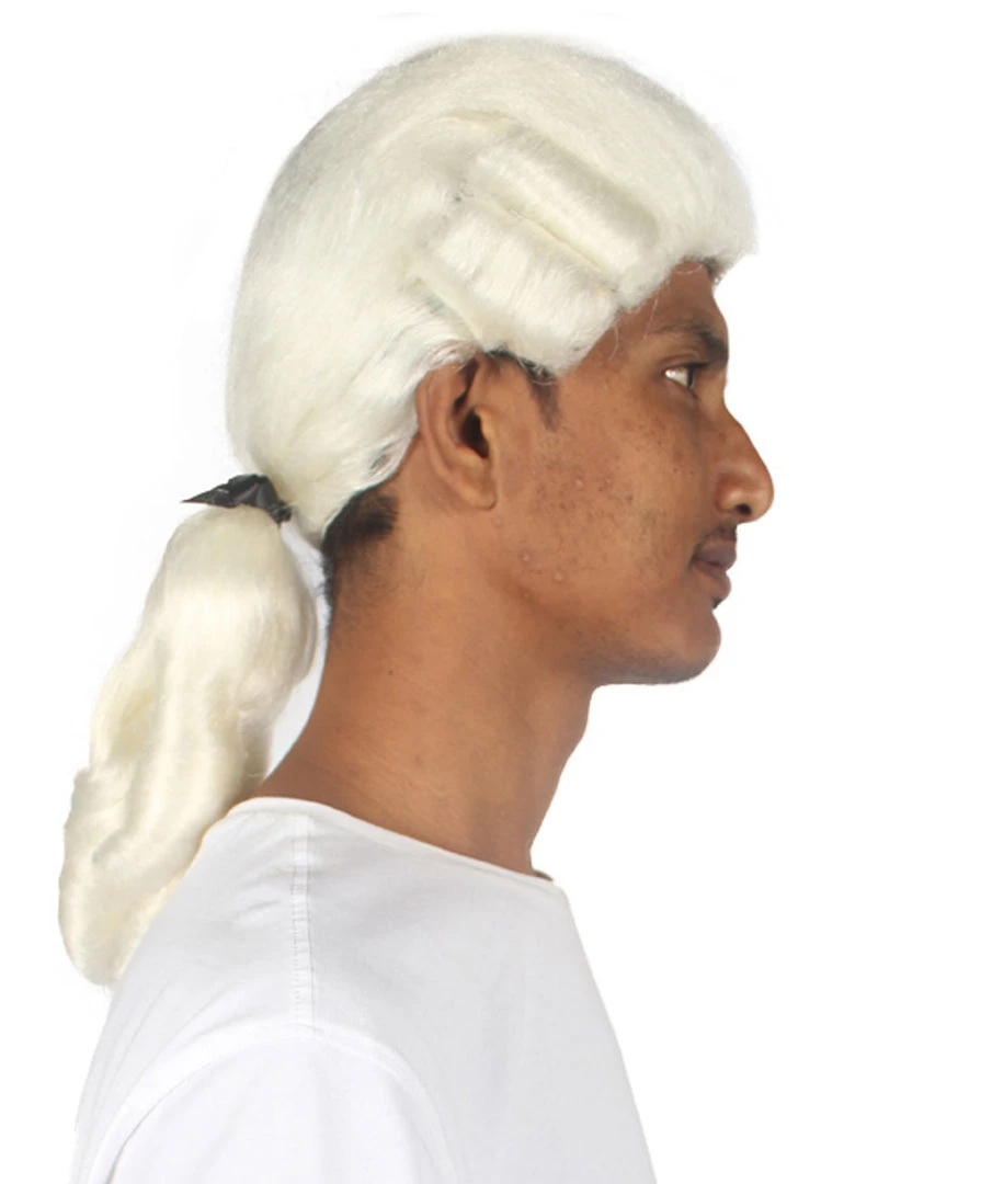 HPO Men's Mens Colonial Black Lace White Wigs | Premium Breathable Capless Cap 5 HPO Men's Mens Colonial Black Lace White Wigs | Premium Breathable Capless Cap
