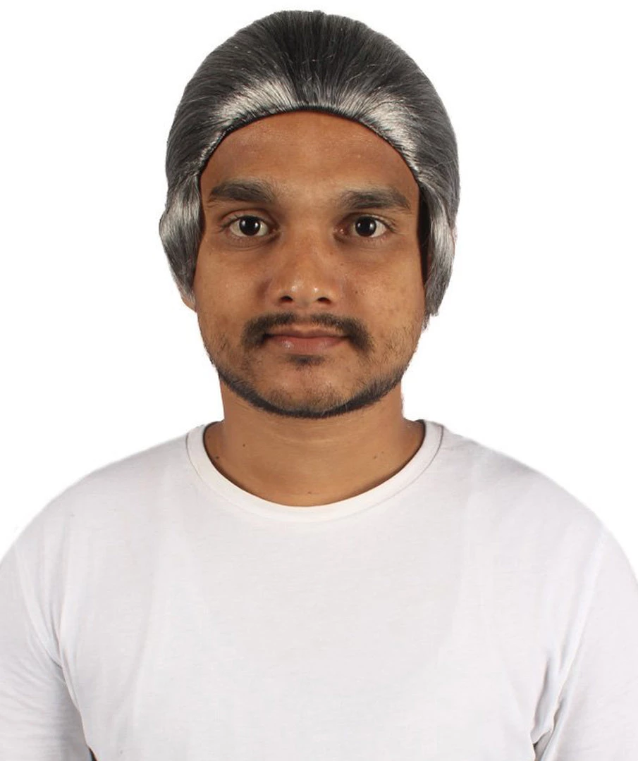 HPO Mens Colonial Blue Lace Grey Wigs | Breathable Capless Cap Men's 1 HPO Mens Colonial Blue Lace Grey Wigs | Breathable Capless Cap Men's