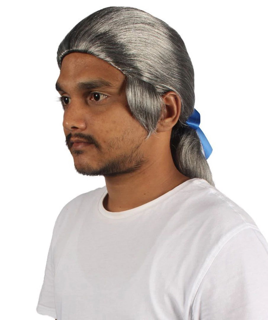 HPO Mens Colonial Blue Lace Grey Wigs | Breathable Capless Cap Men's 2 HPO Mens Colonial Blue Lace Grey Wigs | Breathable Capless Cap Men's