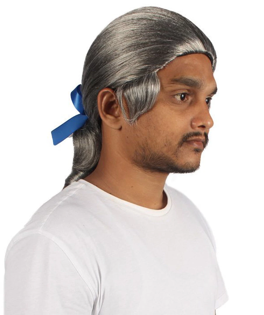 HPO Mens Colonial Blue Lace Grey Wigs | Breathable Capless Cap Men's 6 HPO Mens Colonial Blue Lace Grey Wigs | Breathable Capless Cap Men's