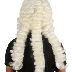 HPO Men Colonial Judge Curly Long White Wig | Premium Breathable Capless Cap 12 HPO Men Colonial Judge Curly Long White Wig | Premium Breathable Capless Cap