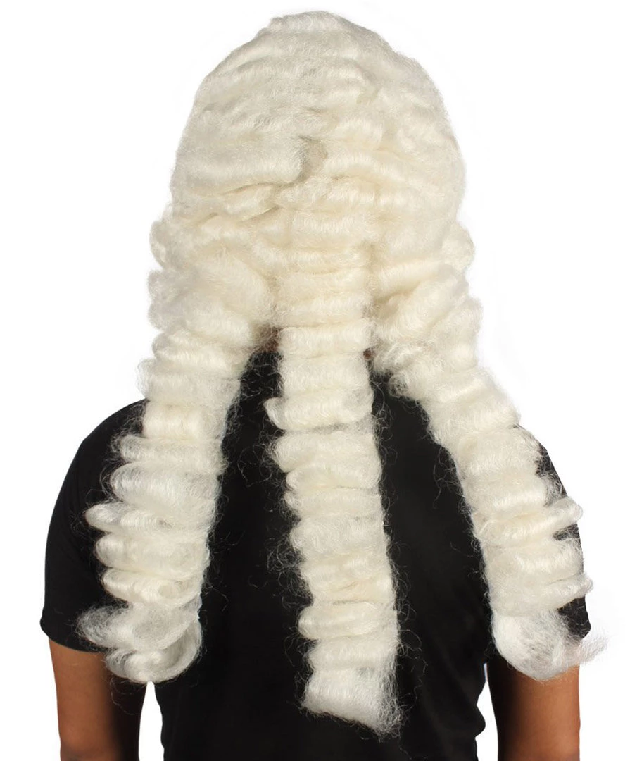 HPO Men Colonial Judge Curly Long White Wig | Premium Breathable Capless Cap 4 HPO Men Colonial Judge Curly Long White Wig | Premium Breathable Capless Cap