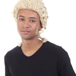 HPO Mens Colonial Judge Wigs | Blonde Historical Wigs | Premium Breathable Capless Cap