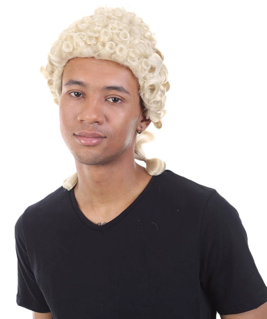 HPO Mens Colonial Judge Wigs | Blonde Historical Wigs | Premium Breathable Capless Cap 1 HPO Mens Colonial Judge Wigs | Blonde Historical Wigs | Premium Breathable Capless Cap