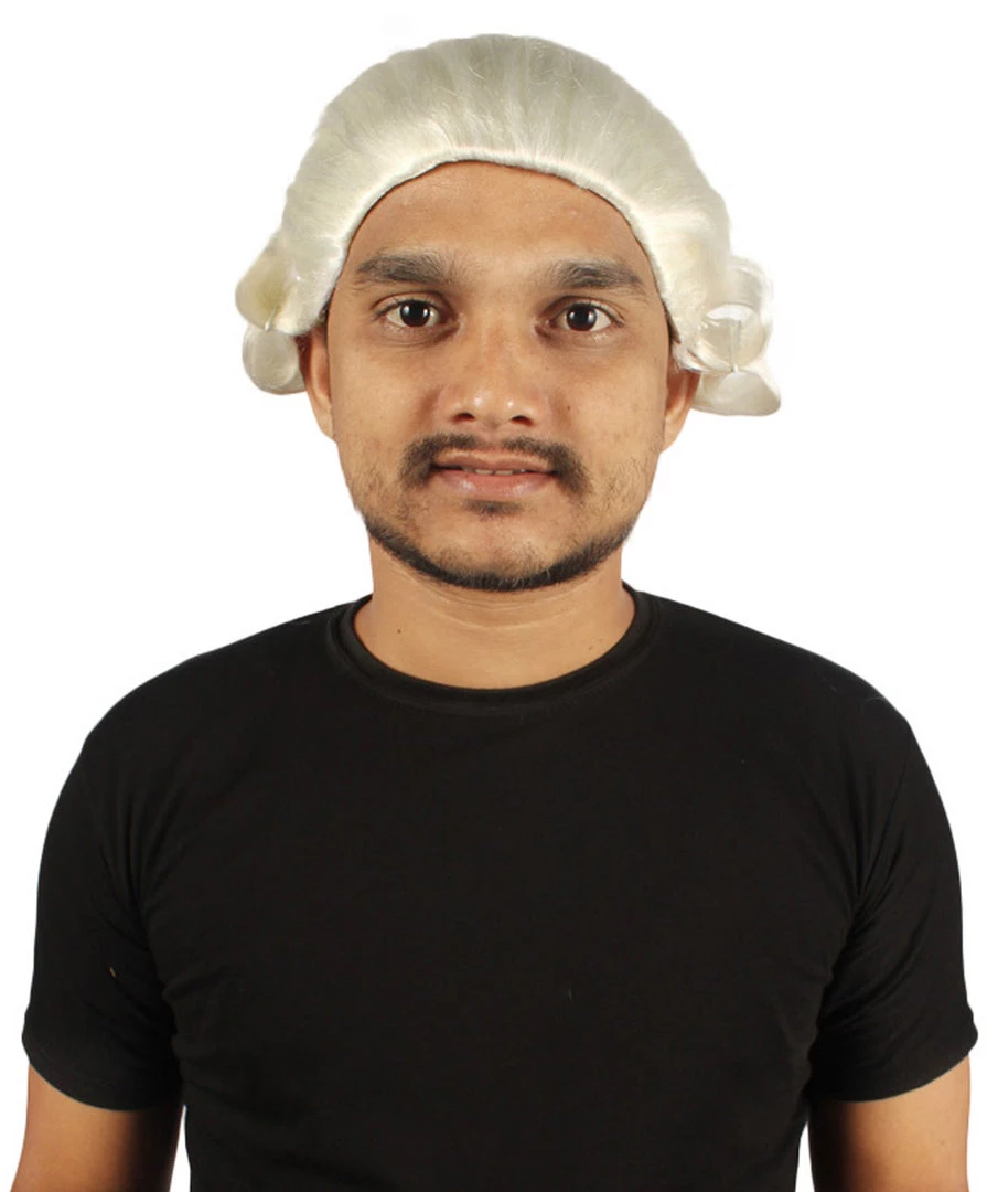 HPO Men's Mens Colonial Judge White Historical Wigs | Premium Breathable Capless Cap 1 HPO Men's Mens Colonial Judge White Historical Wigs | Premium Breathable Capless Cap