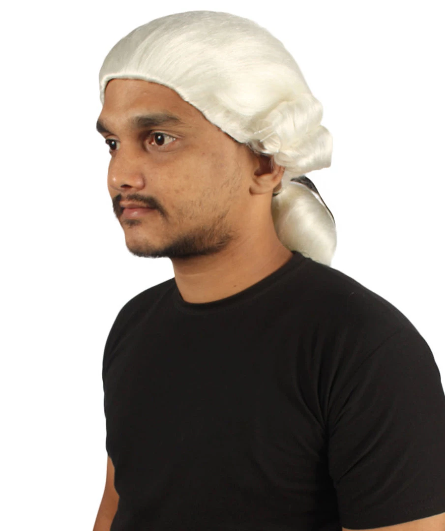 HPO Men's Mens Colonial Judge White Historical Wigs | Premium Breathable Capless Cap 3 HPO Men's Mens Colonial Judge White Historical Wigs | Premium Breathable Capless Cap