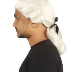 HPO Men's Mens Colonial Judge White Historical Wigs | Premium Breathable Capless Cap 11 HPO Men's Mens Colonial Judge White Historical Wigs | Premium Breathable Capless Cap