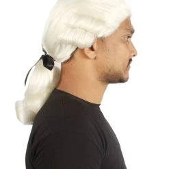 HPO Men's Mens Colonial Judge White Historical Wigs | Premium Breathable Capless Cap 12 HPO Men's Mens Colonial Judge White Historical Wigs | Premium Breathable Capless Cap