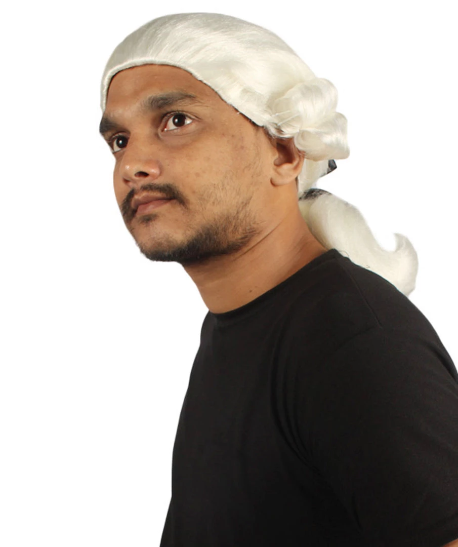 HPO Men's Mens Colonial Judge White Historical Wigs | Premium Breathable Capless Cap 2 HPO Men's Mens Colonial Judge White Historical Wigs | Premium Breathable Capless Cap