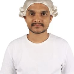 HPO Men's Mens Colonial Judge Historical White Wigs | Premium Breathable Capless Cap