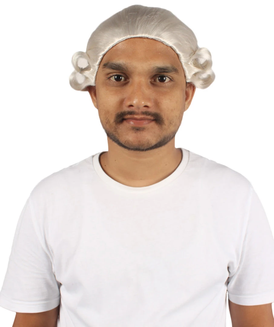 HPO Men's Mens Colonial Judge Historical White Wigs | Premium Breathable Capless Cap 1 HPO Men's Mens Colonial Judge Historical White Wigs | Premium Breathable Capless Cap