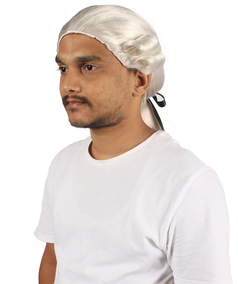 HPO Men's Mens Colonial Judge Historical White Wigs | Premium Breathable Capless Cap 2 HPO Men's Mens Colonial Judge Historical White Wigs | Premium Breathable Capless Cap