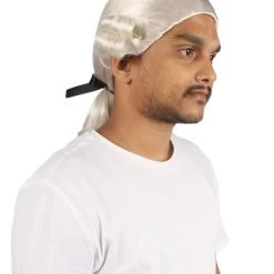 HPO Men's Mens Colonial Judge Historical White Wigs | Premium Breathable Capless Cap 13 HPO Men's Mens Colonial Judge Historical White Wigs | Premium Breathable Capless Cap