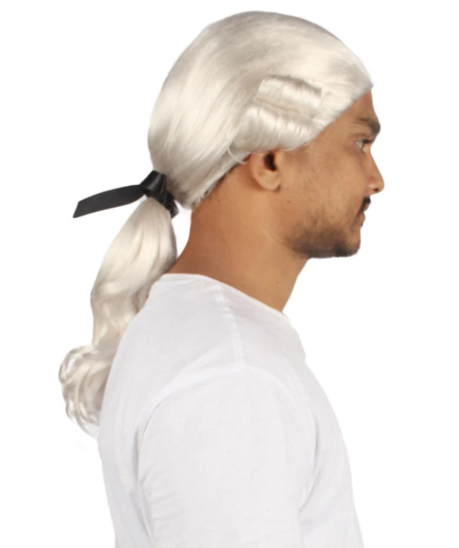 HPO Men's Mens Colonial Judge Historical White Wigs | Premium Breathable Capless Cap 5 HPO Men's Mens Colonial Judge Historical White Wigs | Premium Breathable Capless Cap