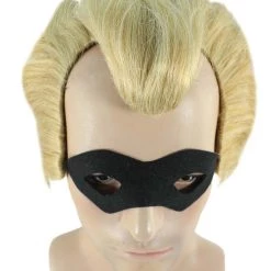 HPO Superhero Family Mens Wig With Mask Set | Blonde Cosplay Halloween Wigs Men's 17 HPO Superhero Family Mens Wig With Mask Set | Blonde Cosplay Halloween Wigs Men's