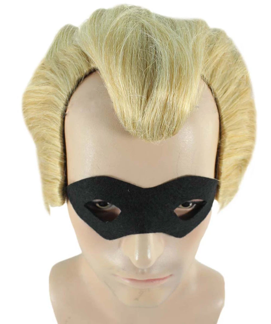 HPO Superhero Family Mens Wig With Mask Set | Blonde Cosplay Halloween Wigs Men's 8 HPO Superhero Family Mens Wig With Mask Set | Blonde Cosplay Halloween Wigs Men's
