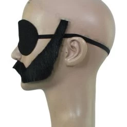 HPO Mens Assasin Black Full Beard With Eye Mask Set | TV/Movie Accessories