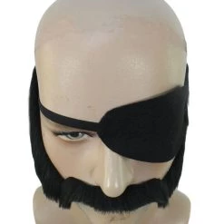 HPO Mens Assasin Black Full Beard With Eye Mask Set | TV/Movie Accessories