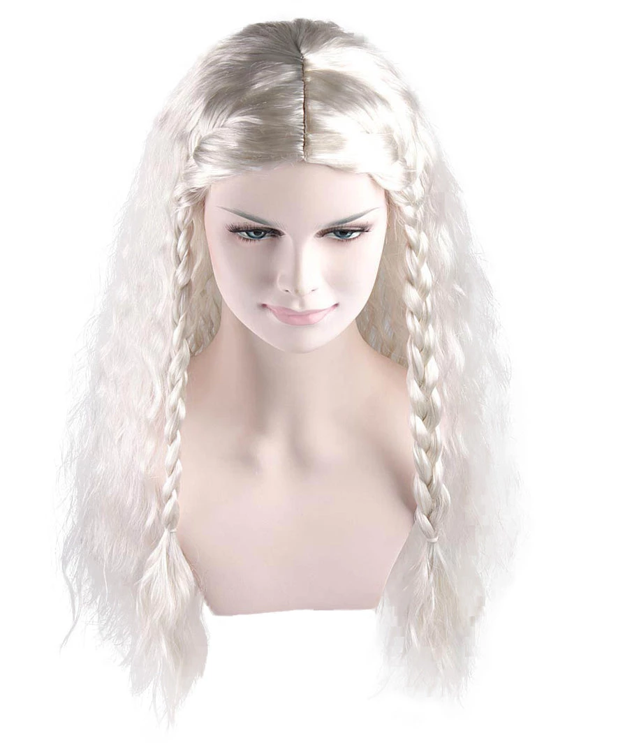 HPO Viking Princess Womens Wig | White Royal Character Cosplay Halloween Wig | Premium Breathable Capless Cap 7 HPO Viking Princess Womens Wig | White Royal Character Cosplay Halloween Wig | Premium Breathable Capless Cap
