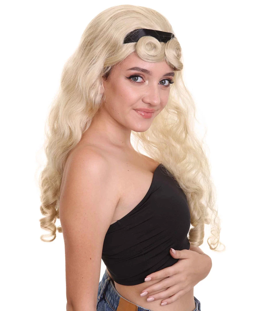 HPO Alice Womens Wig | Long Blonde Character Cosplay Halloween Wig | Premium Breathable Capless Cap 6 HPO Alice Womens Wig | Long Blonde Character Cosplay Halloween Wig | Premium Breathable Capless Cap