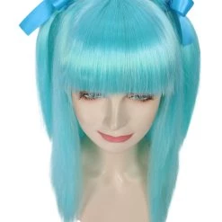 HPO Game Womens Wig | Light Blue Cosplay Wig | Premium Breathable Capless Cap Men's