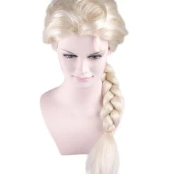 HPO Men's Queen Women Wig | Snow Movie Character Blonde Braided Cosplay Halloween Wig | Premium Breathable Capless Cap