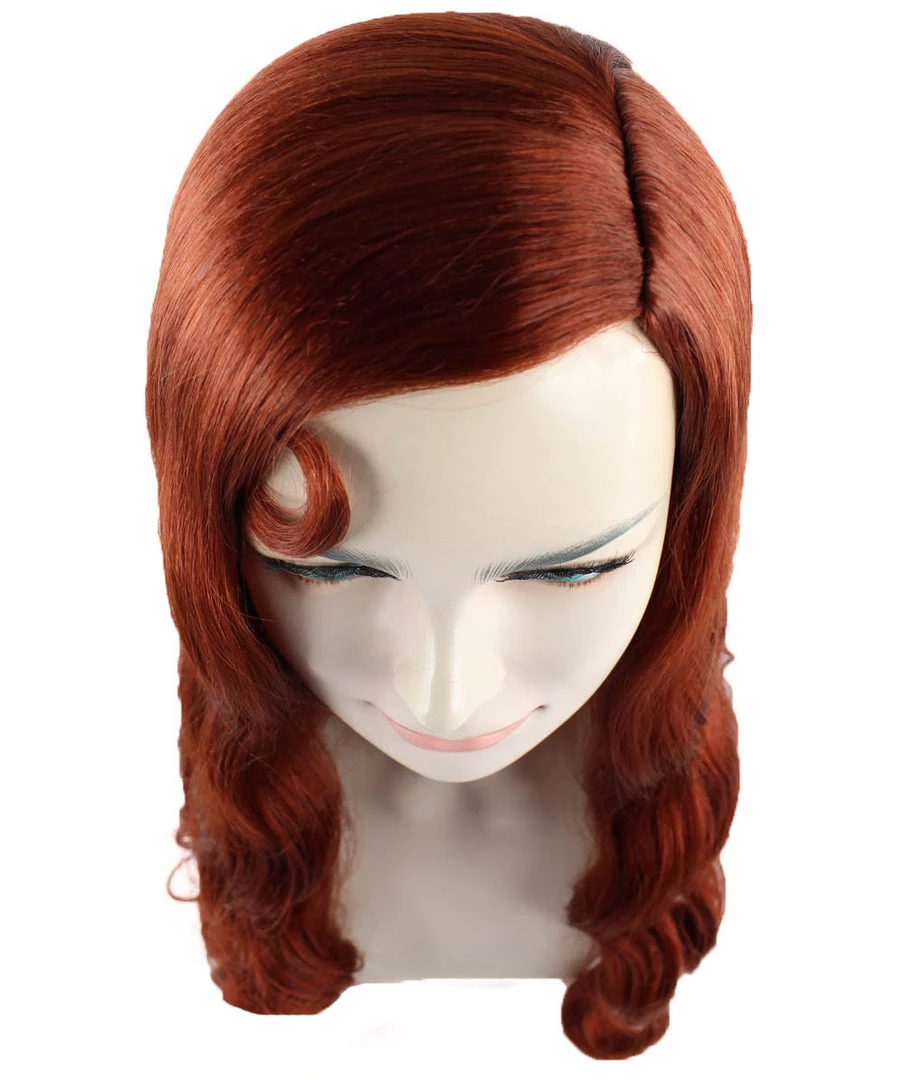HPO Men's Womens Dark Auburn Seductress Style Wig | Long Wavy Cosplay Halloween Wig | Premium Breathable Capless Cap 7 HPO Men's Womens Dark Auburn Seductress Style Wig | Long Wavy Cosplay Halloween Wig | Premium Breathable Capless Cap