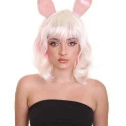 HPO Men's Easter Bunny Womens Wig | Short Easter Wig | Premium Breathable Capless Cap