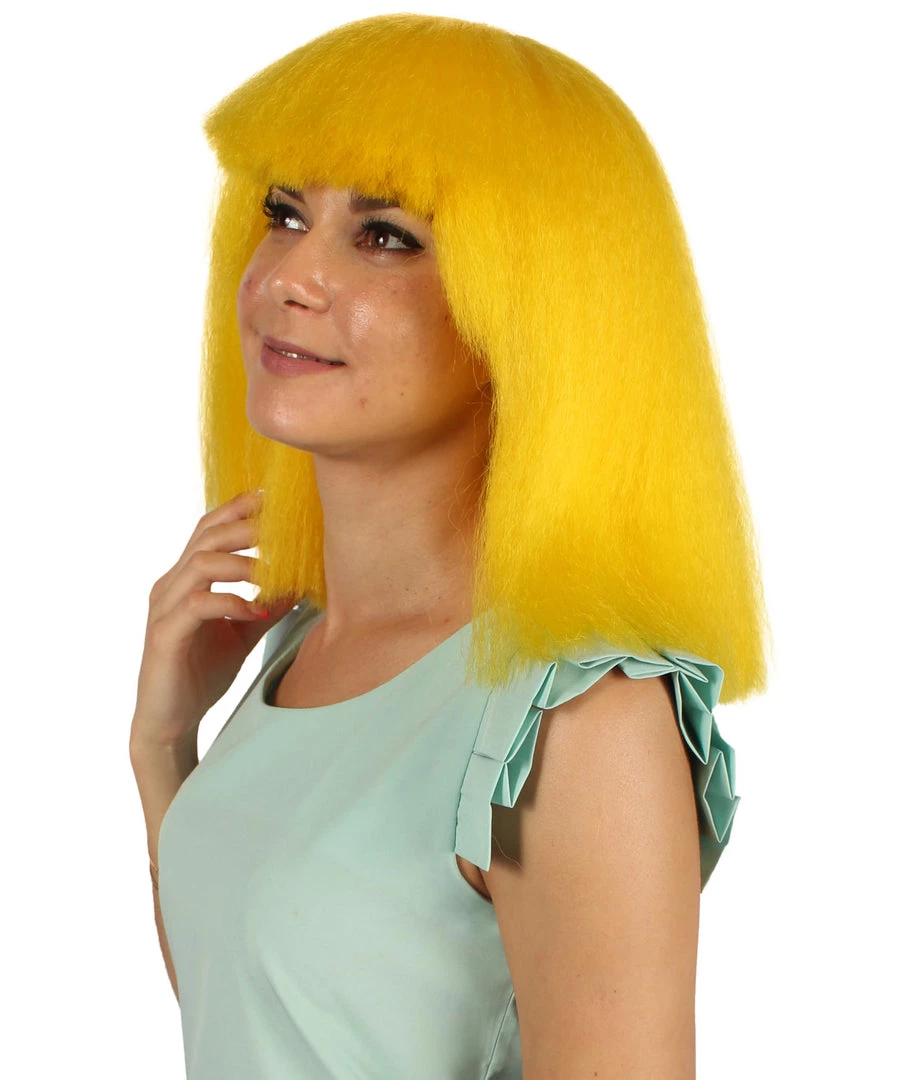 HPO Australian Singer Wig | Yellow Large Celebrity Cosplay Wigs | Premium Breathable Capless Cap Women's 2 HPO Australian Singer Wig | Yellow Large Celebrity Cosplay Wigs | Premium Breathable Capless Cap Women's