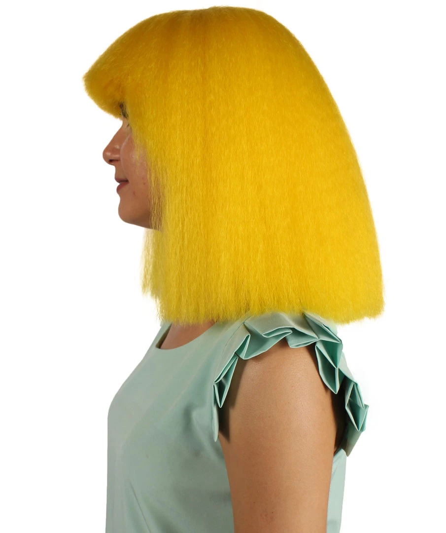 HPO Australian Singer Wig | Yellow Large Celebrity Cosplay Wigs | Premium Breathable Capless Cap Women's 3 HPO Australian Singer Wig | Yellow Large Celebrity Cosplay Wigs | Premium Breathable Capless Cap Women's